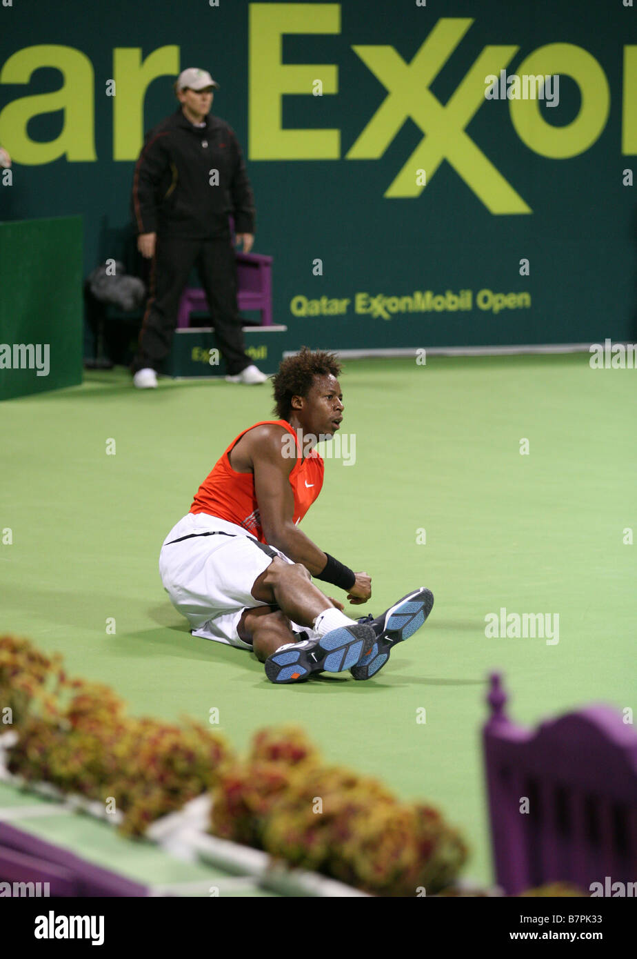 Monf French tennis star Gael Monfils recovers from a spectacular tumble ...