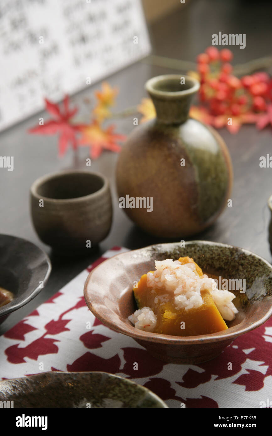Sake and appetizer Stock Photo