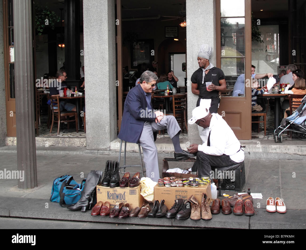 Shoe shine in New Orleans Stock Photo
