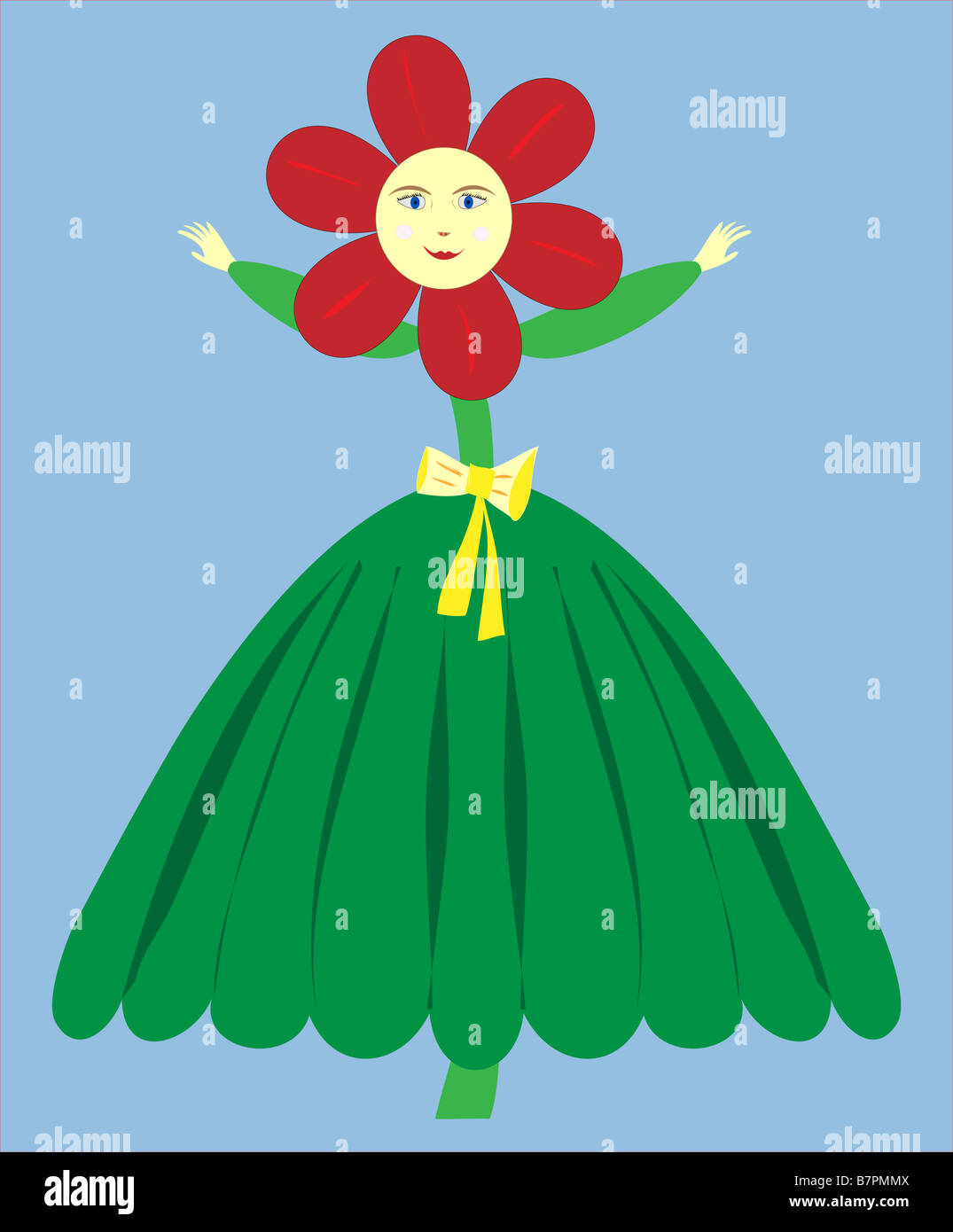 Children's book illustration of a flower girl Stock Photo Alamy