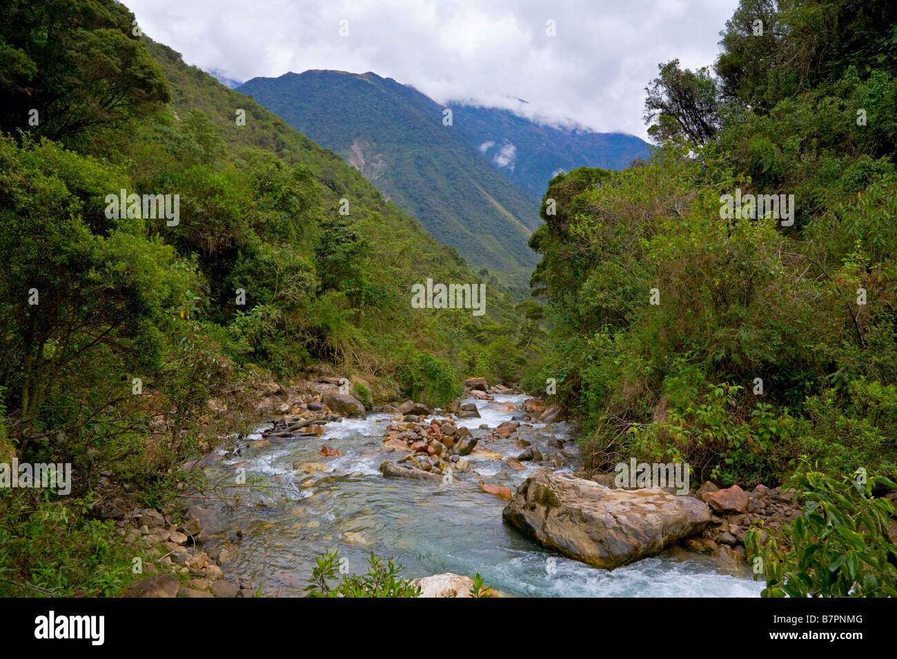 River in Andean Mountains Stock Photo