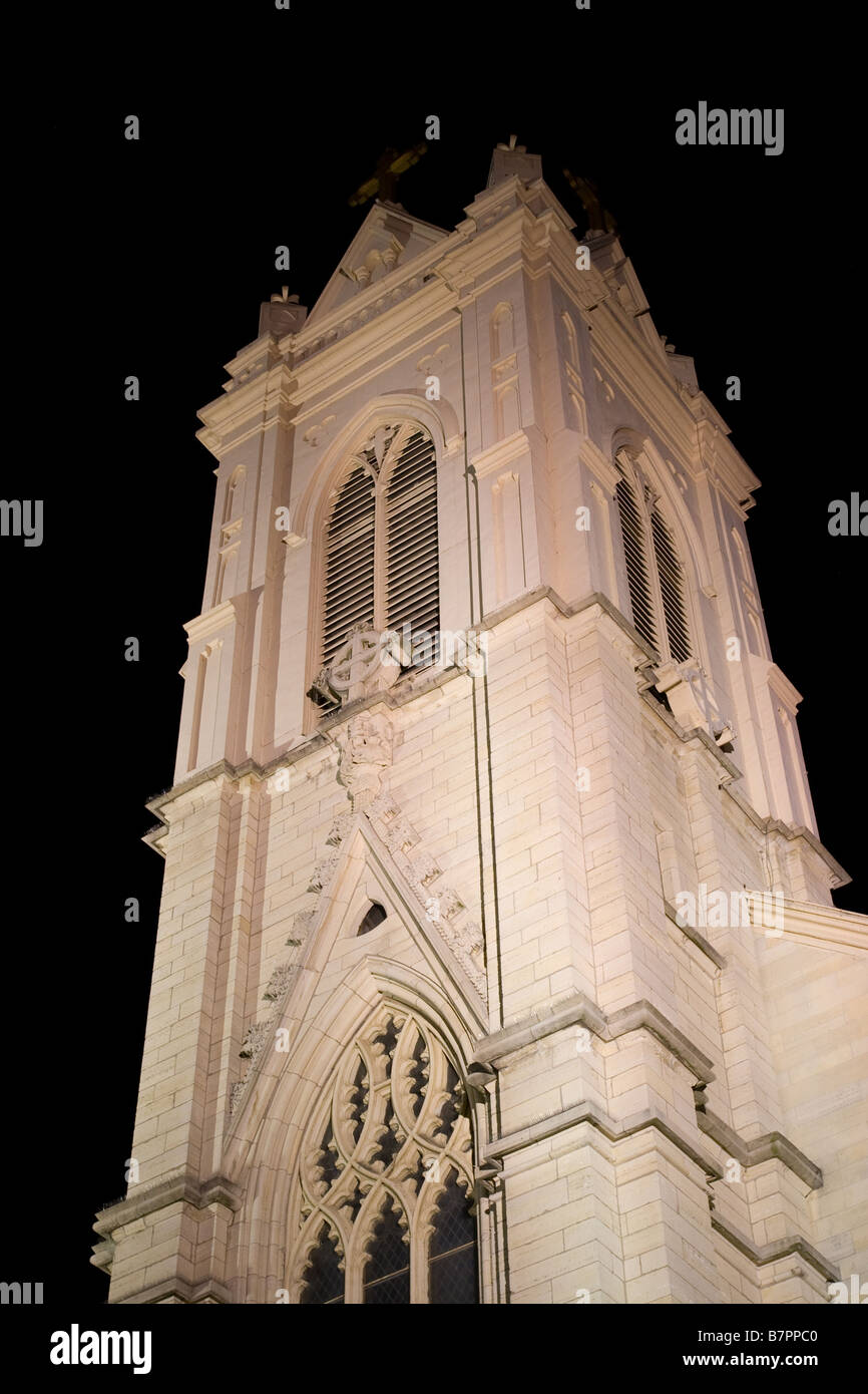 Church steeple of Cathedral of Saint Raphael, Dubuque, Iowa Stock Photo