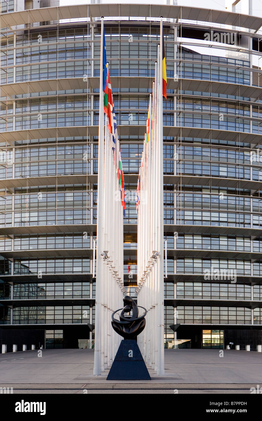 Statue in front of the European Parliament Stock Photo
