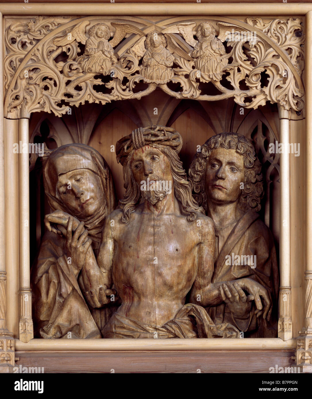 Heilbronn, Kilianskirche, St. Kilian, 'Hochaltar von 1498, Predella, Sogenannte ''Erbärmde''-Gruppe,' Stock Photo