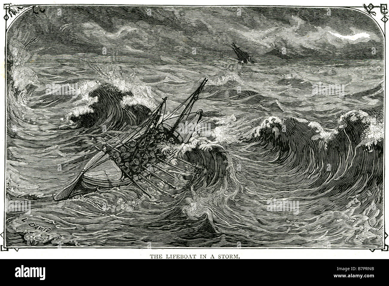 lifeboat storm sea rowing boat waves rescue traditional ...