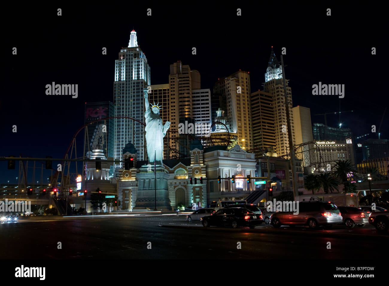Las Vegas - The Strip by night - New York and MGM Stock Photo