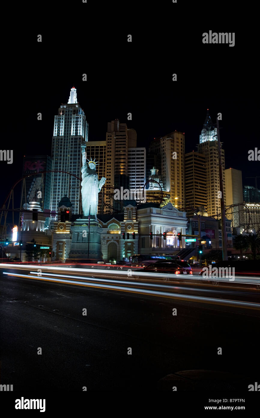 Las Vegas - The Strip by night - New York and MGM Stock Photo