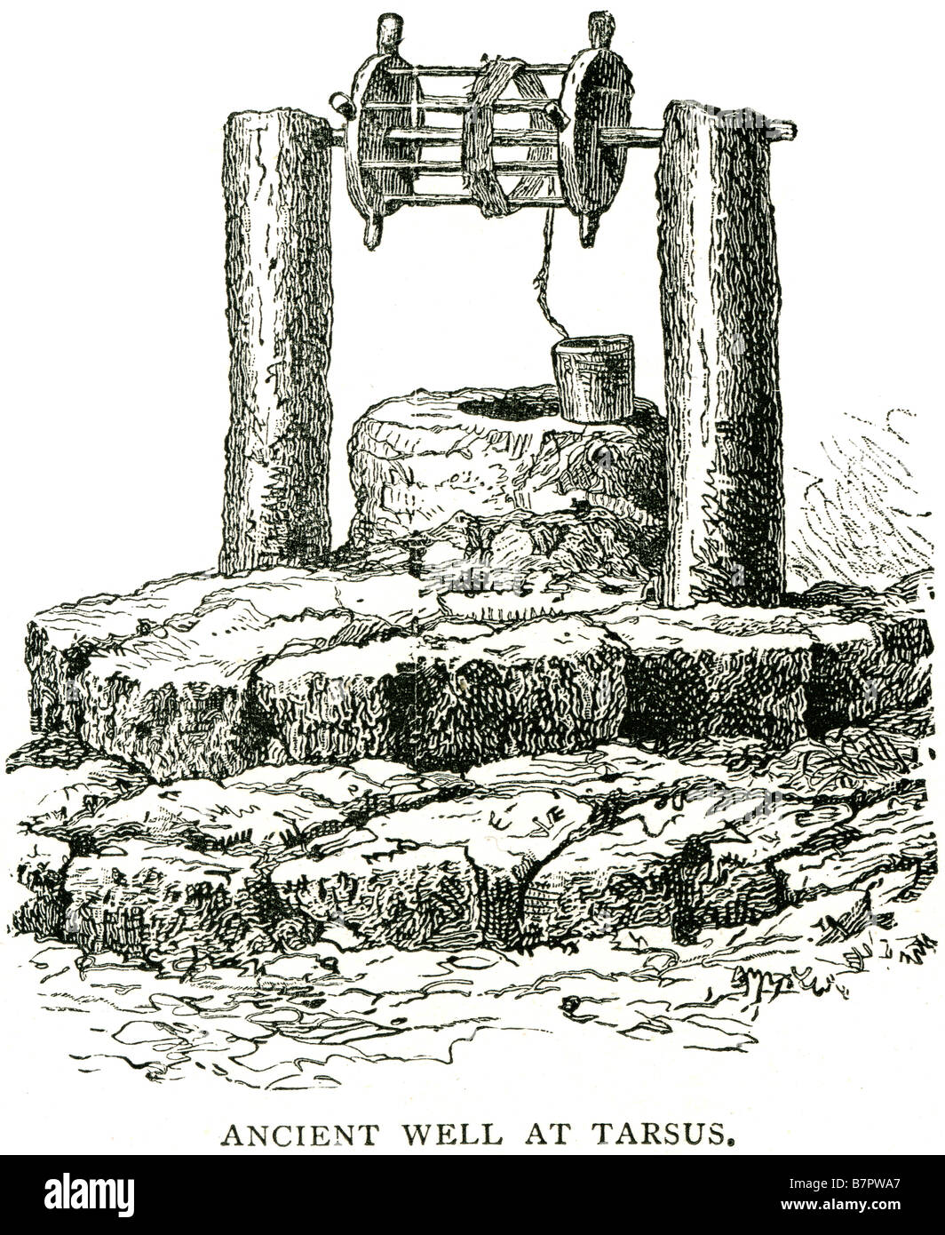 ancient well at tarsus Tarsus is a city, and a large district, in Mersin Province, Turkey, 15 km (9 mi) from the Stock Photo