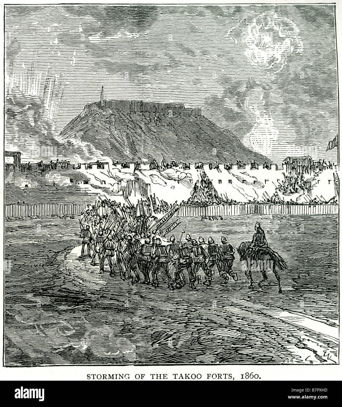 Storming Takoo Forts 1860 fort Solider fighting battle war attack death ...
