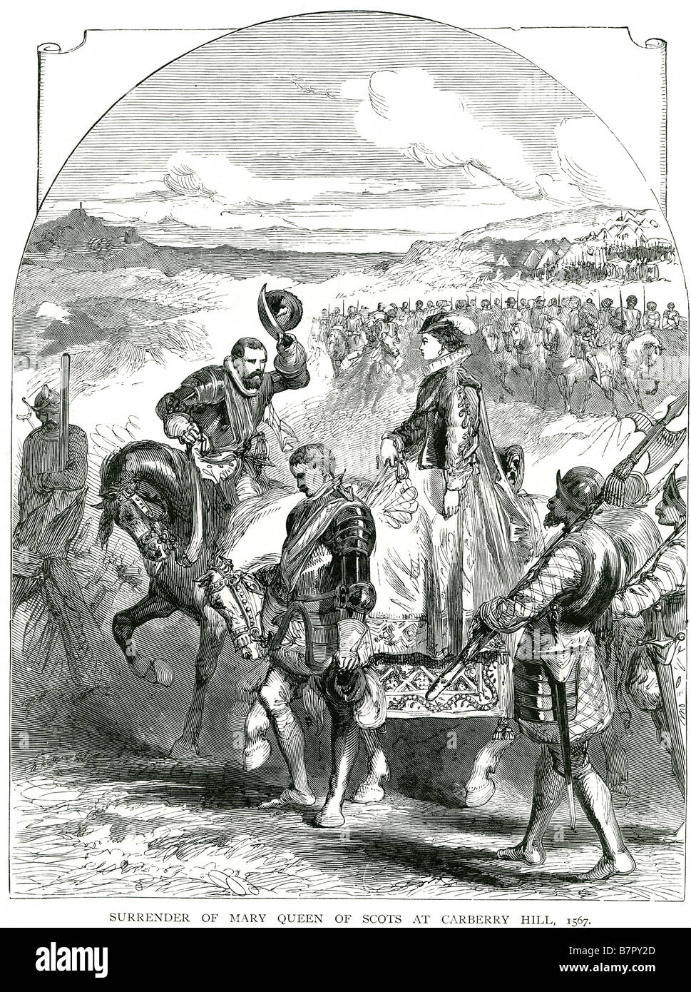 Surrender Mary Queen Scots Carberry Hill 1567 scotland Royalty Army Guards Mary I scotland prisoner