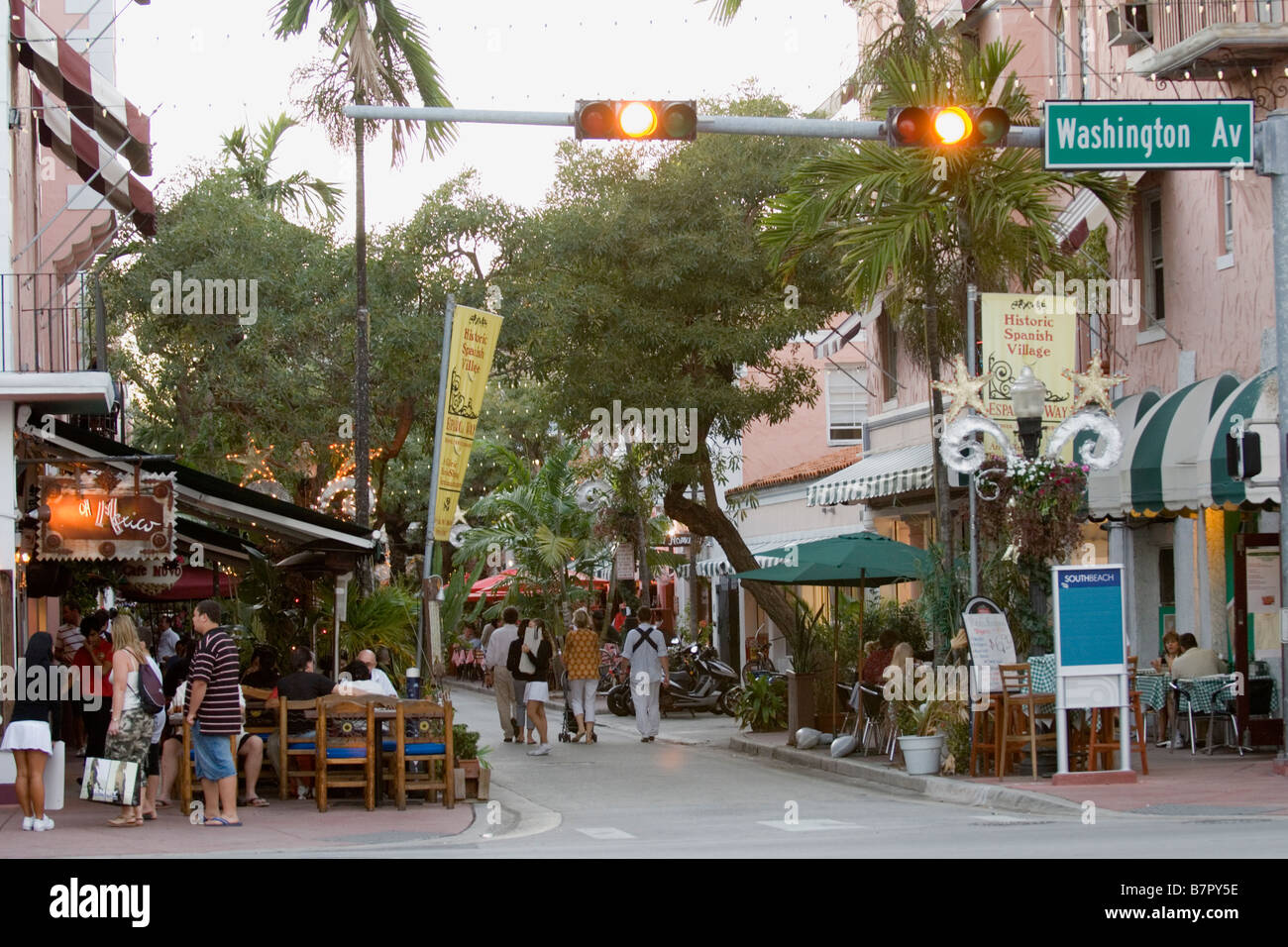 Espanola Way, Miami Beach, Florida, USA, North America Stock Photo