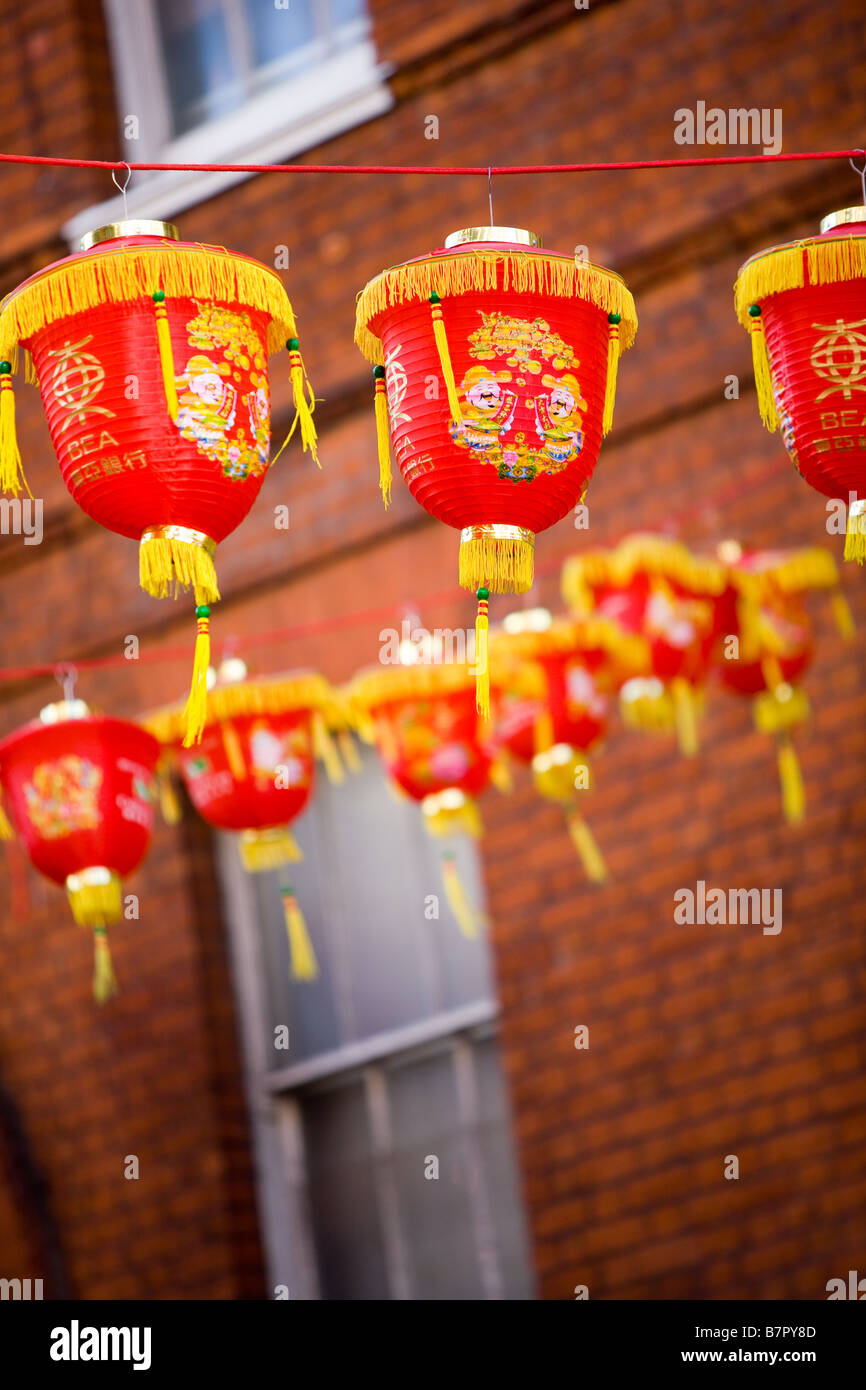 Chinese New Year lanterns in the street. Stock Photo