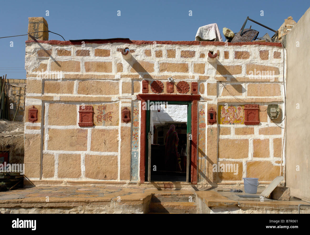 indian house in the backstreets of the old city of jaisalmer Stock Photo