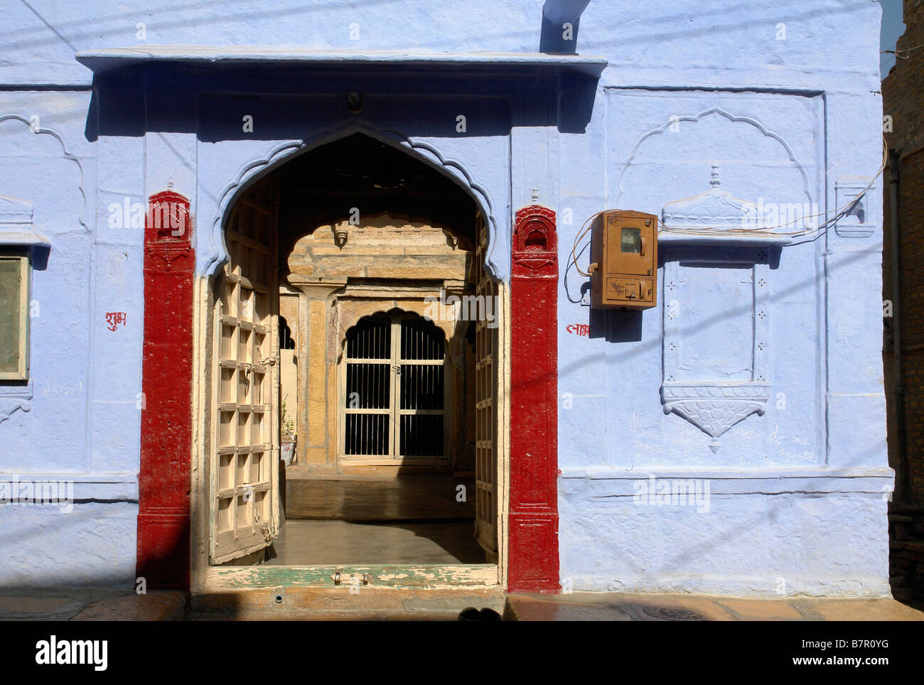 traditional indian house in the backstreets of the old town of jaisalmer Stock Photo