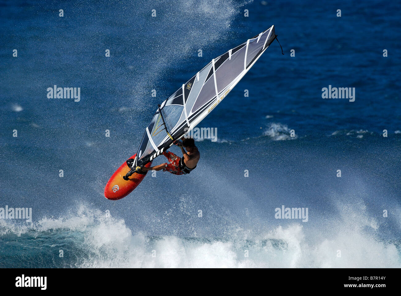 Windsurfing at Hookipa Beach in Maui Hawaii Stock Photo Alamy