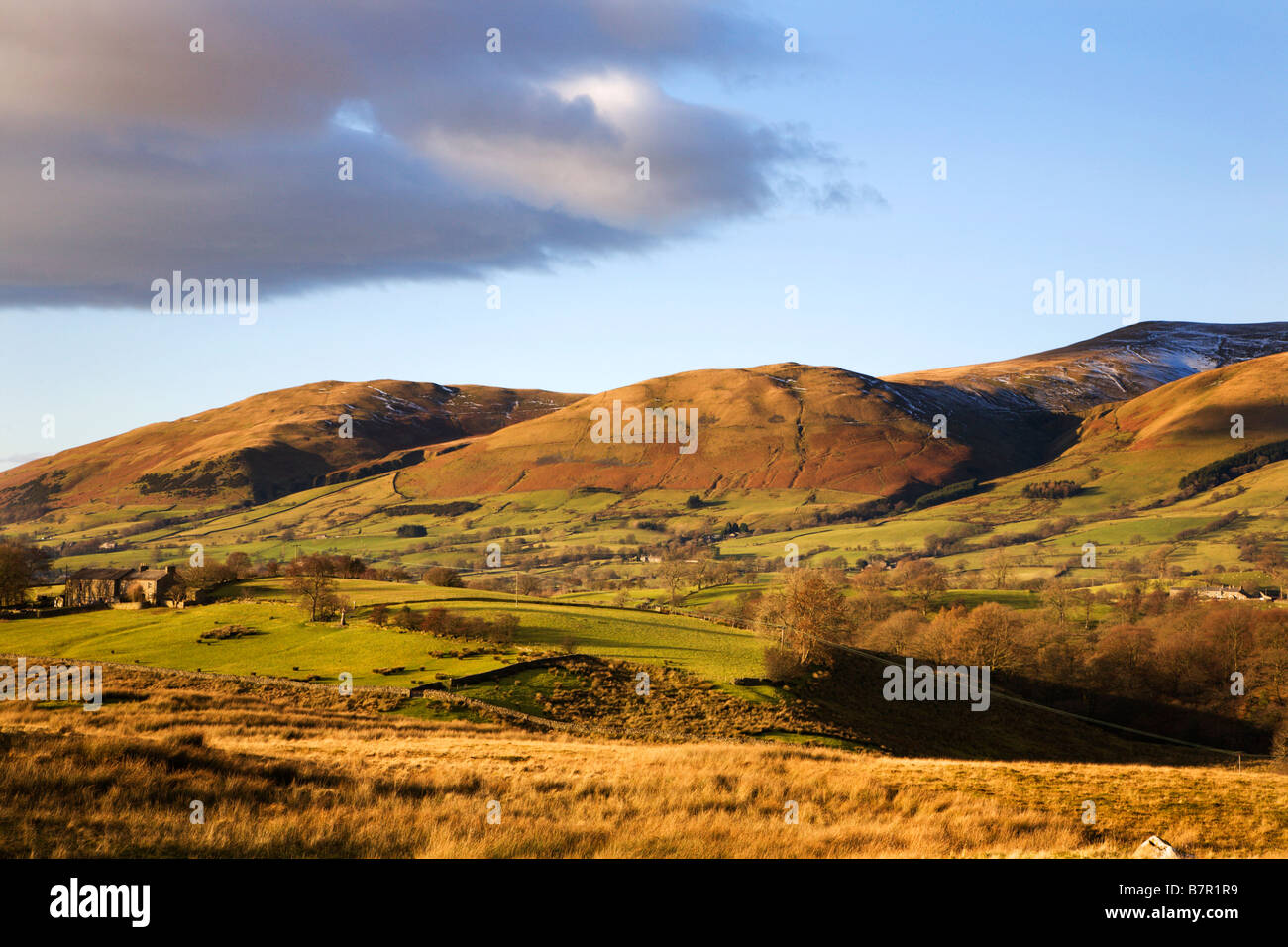 Winder and Crook Fells from Garsdale Howgill Fells Yorkshire Dales England Stock Photo