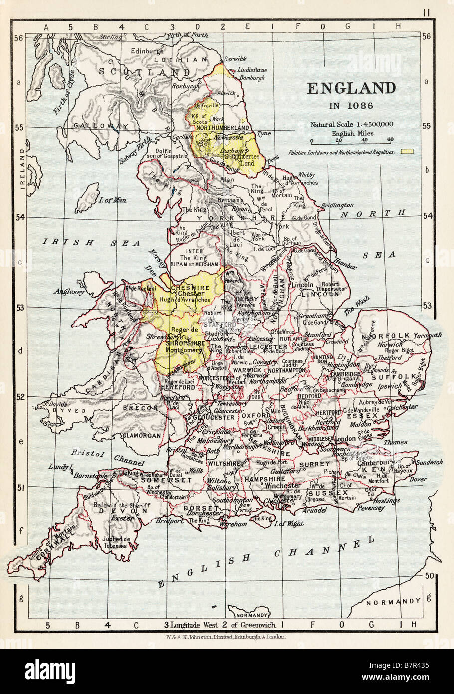 Map of England in 1086 Stock Photo