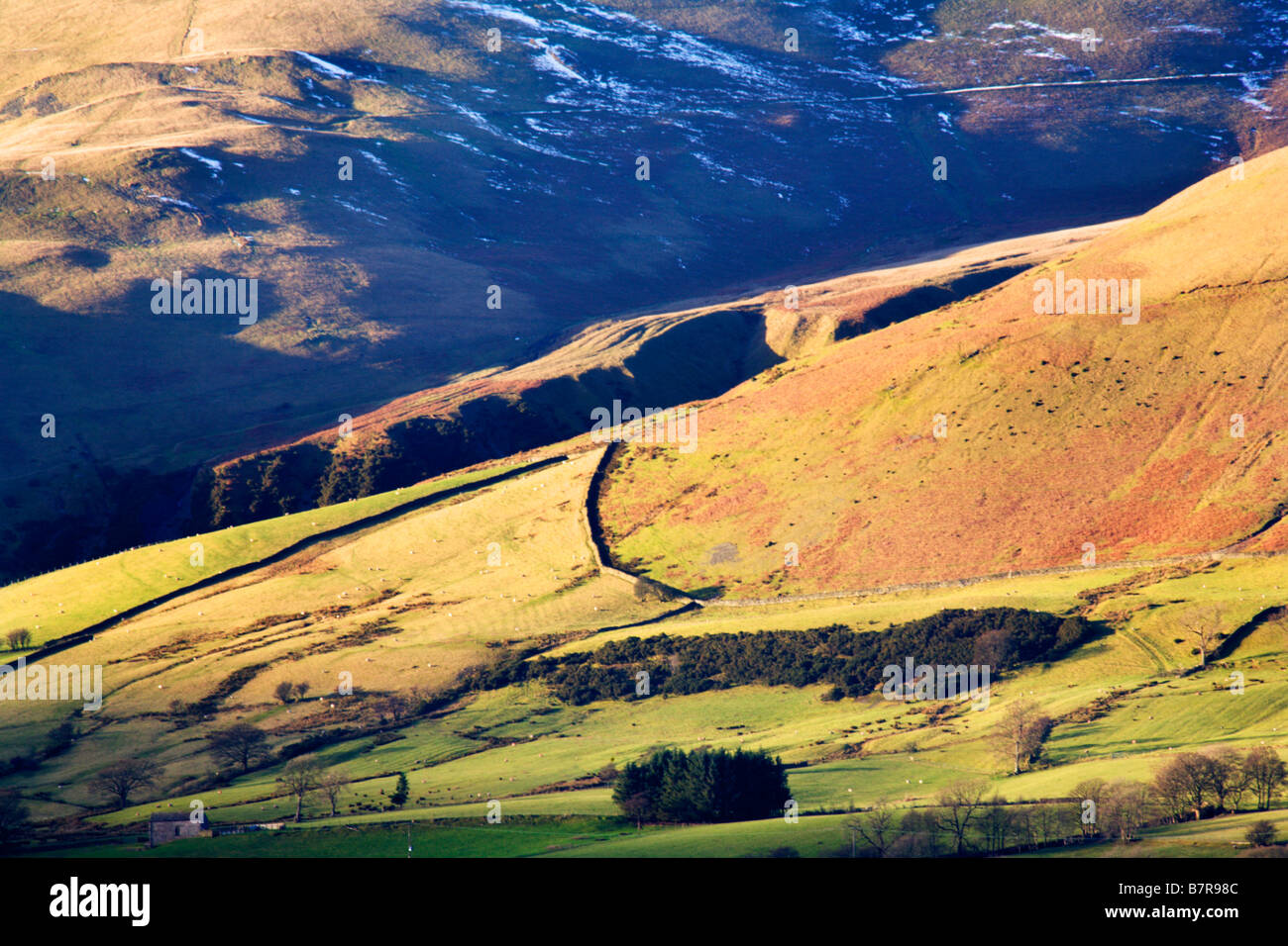Slopes of Crook Fell with Winder behind Howgill Fells from Garsdale Yorkshire Dales England Stock Photo
