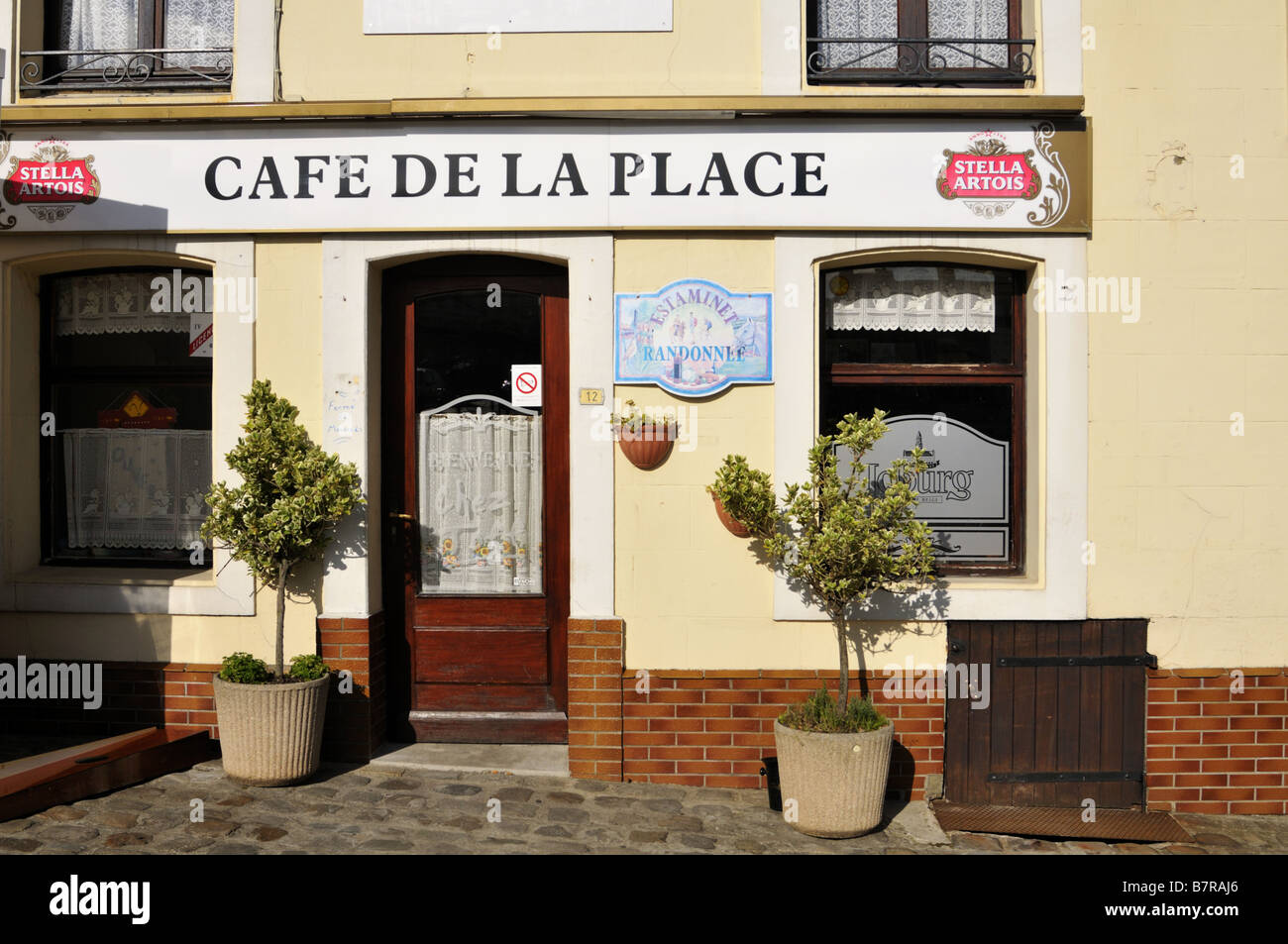 Cafe de la Place of Samer on the Small Cafe Route France Stock Photo