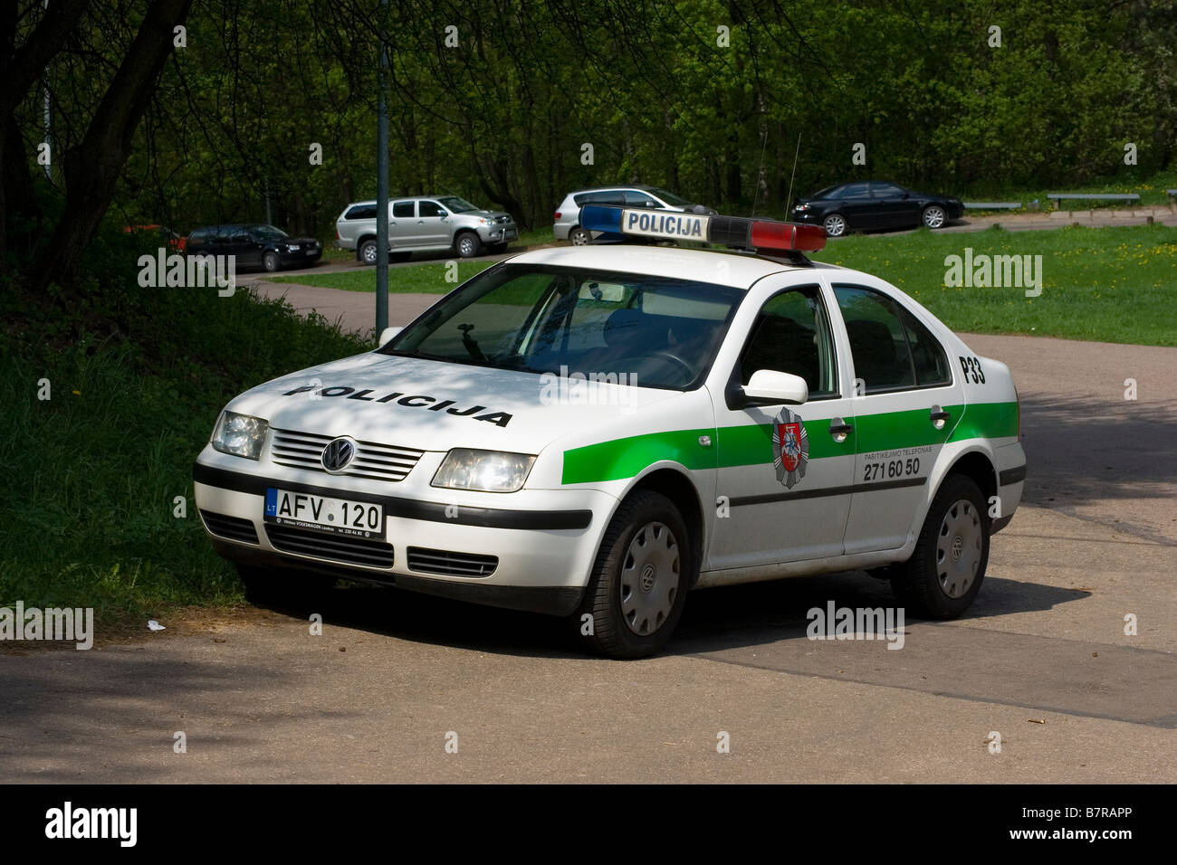 Police car in Lithuania Stock Photo