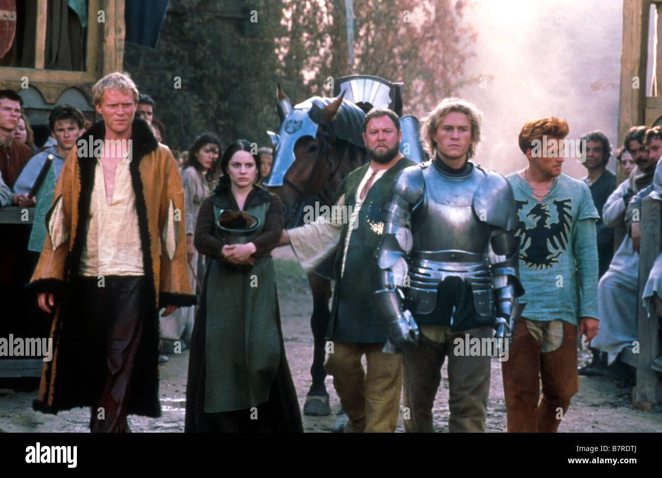 Chevalier A Knight's Tale  Year: 2001 USA Paul Bettany, Laura Fraser, Mark Addy, Heath Ledger, Alan Tudyk  Director: Brian Helgeland Stock Photo