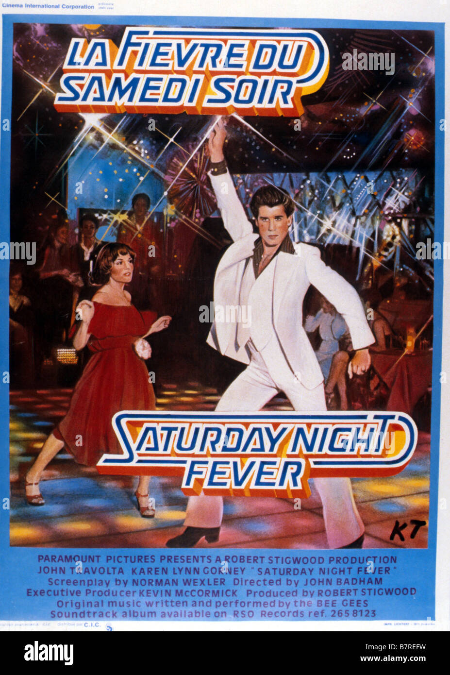 Saturday Night Fever  Year: 1977 USA John Travolta, Karen Lynn Gorney  Director: John Badham Movie poster (Fr) Stock Photo
