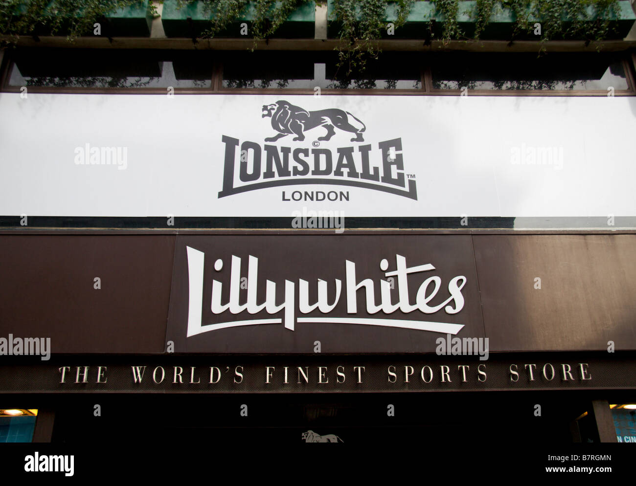 A shop sign above the Lillywhites sports goods shop Piccadilly Circus