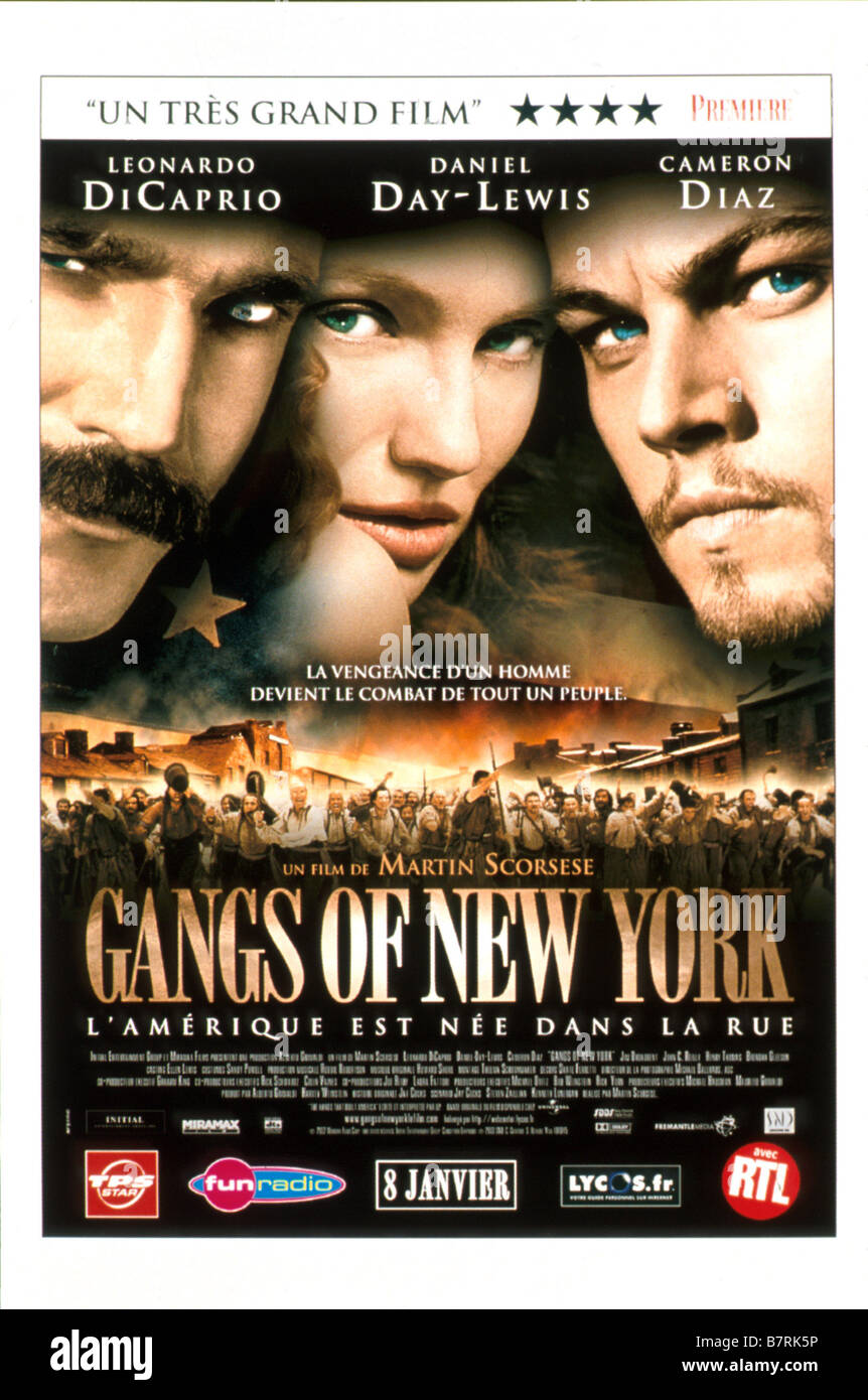 Gangs of New York  Year: 2002 USA Leonardo DiCaprio, Cameron Diaz  Director: Martin Scorsese Movie poster (Fr) Stock Photo