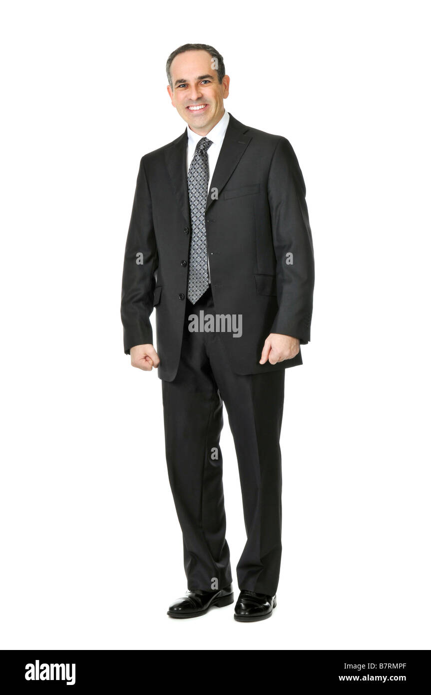 Happy businessman in a suit isolated on white background Stock Photo ...