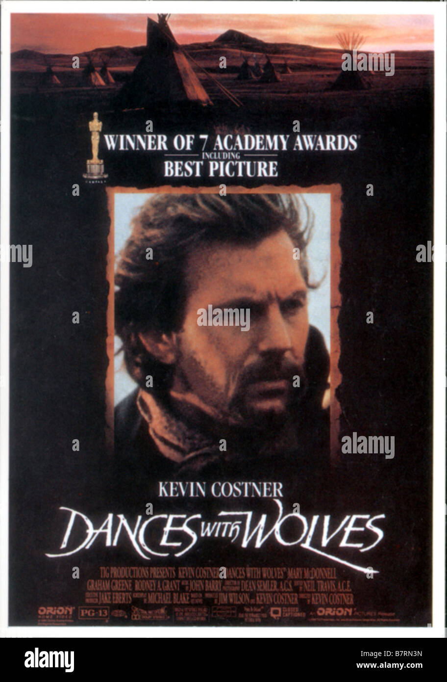 Dances with Wolves  Year: 1990 USA Director: Kevin Costner Kevin Costner Movie poster (Fr) Stock Photo