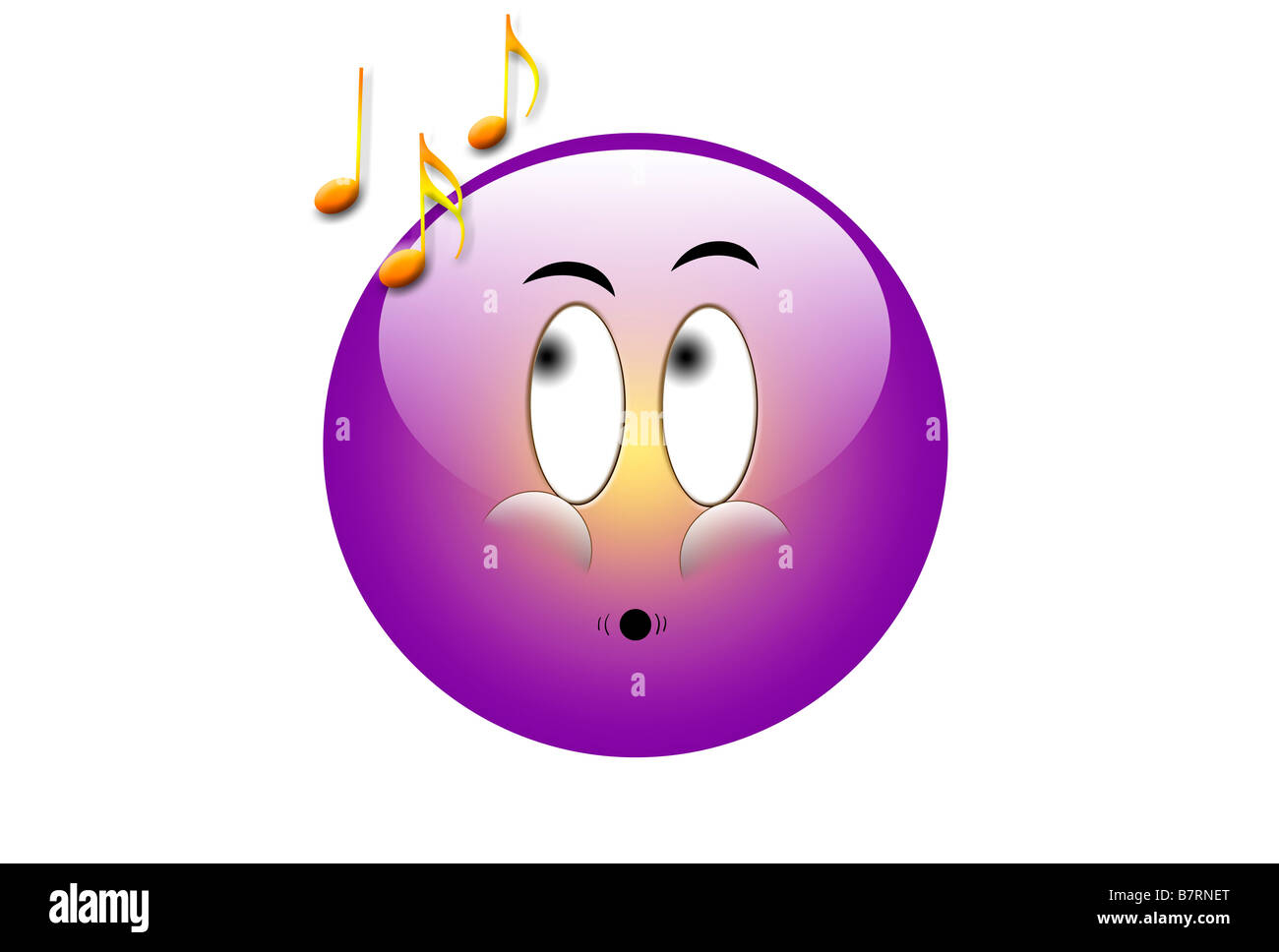 Purple gradient smiley happy face graphic whistling Stock Photo - Alamy, image size:1300x968