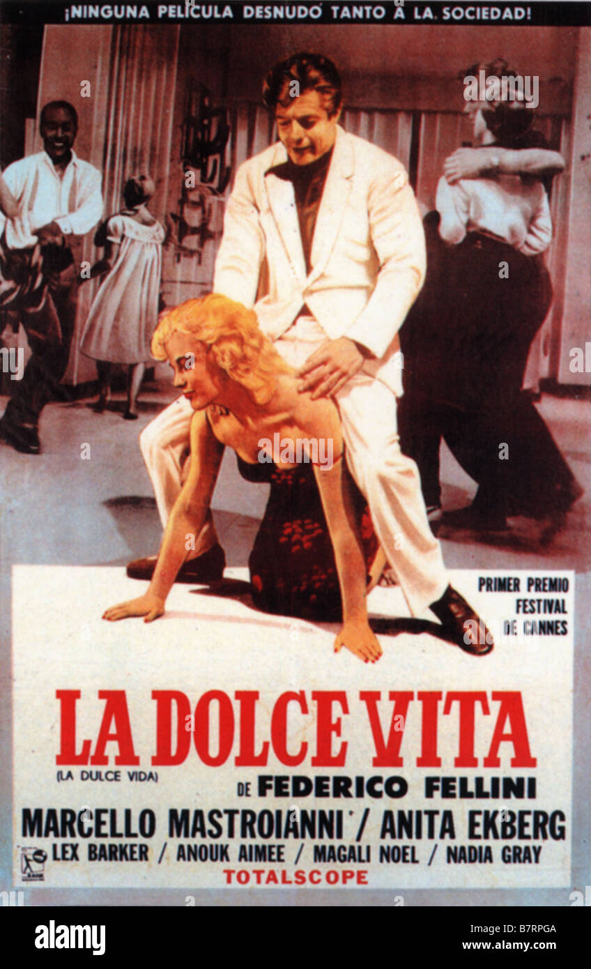 La Dolce vita Year: 1960 Director: Federico Fellini Movie poster (Sp)  Golden Palm Cannes 1960 Stock Photo - Alamy