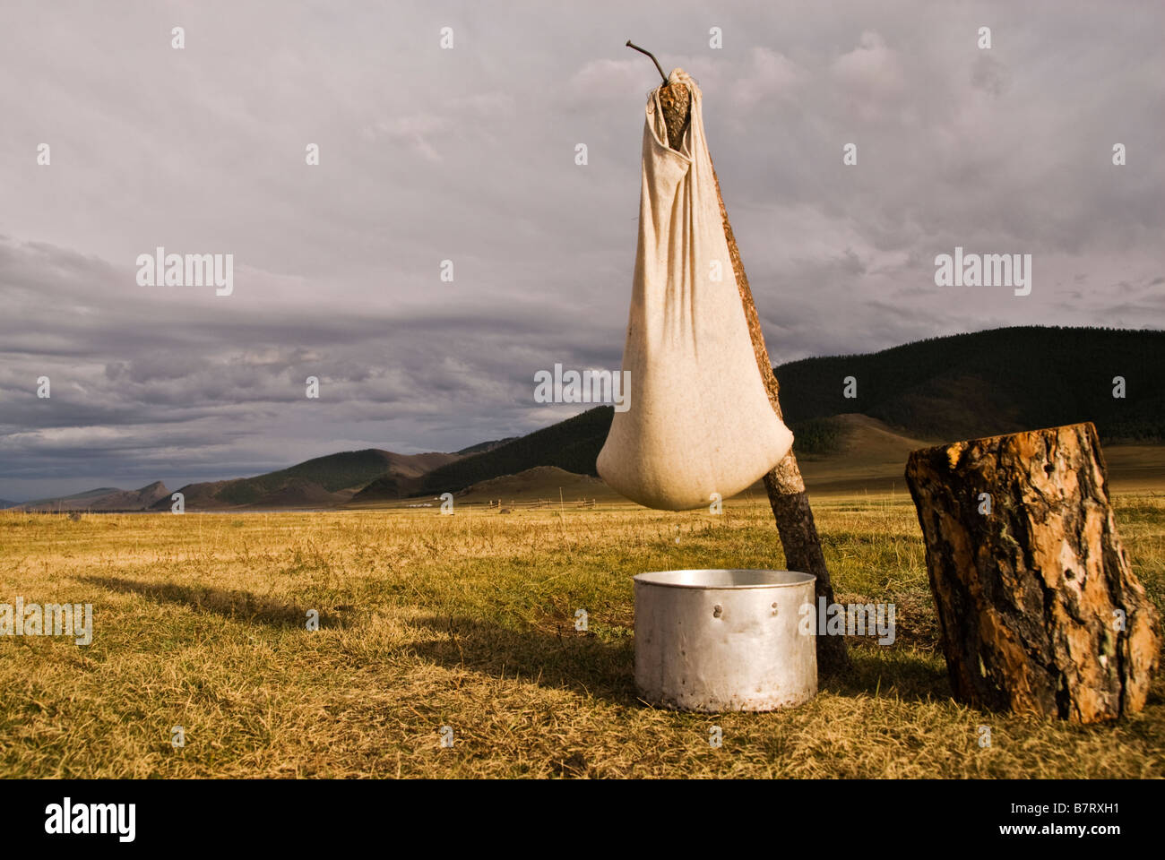 Cheese getting dry outside, Tsagaan Nuur area, Mongolia Stock Photo Alamy