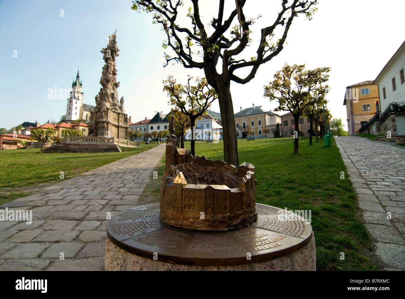 Bronze sculpture that resembles the castle of Kremnica Stock Photo