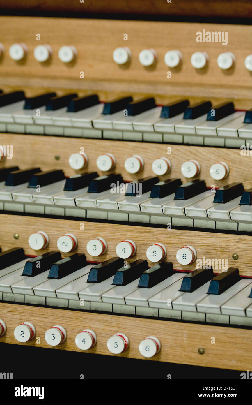 Organ keyboard, musical instrument used mainly in churches Stock Photo Alamy