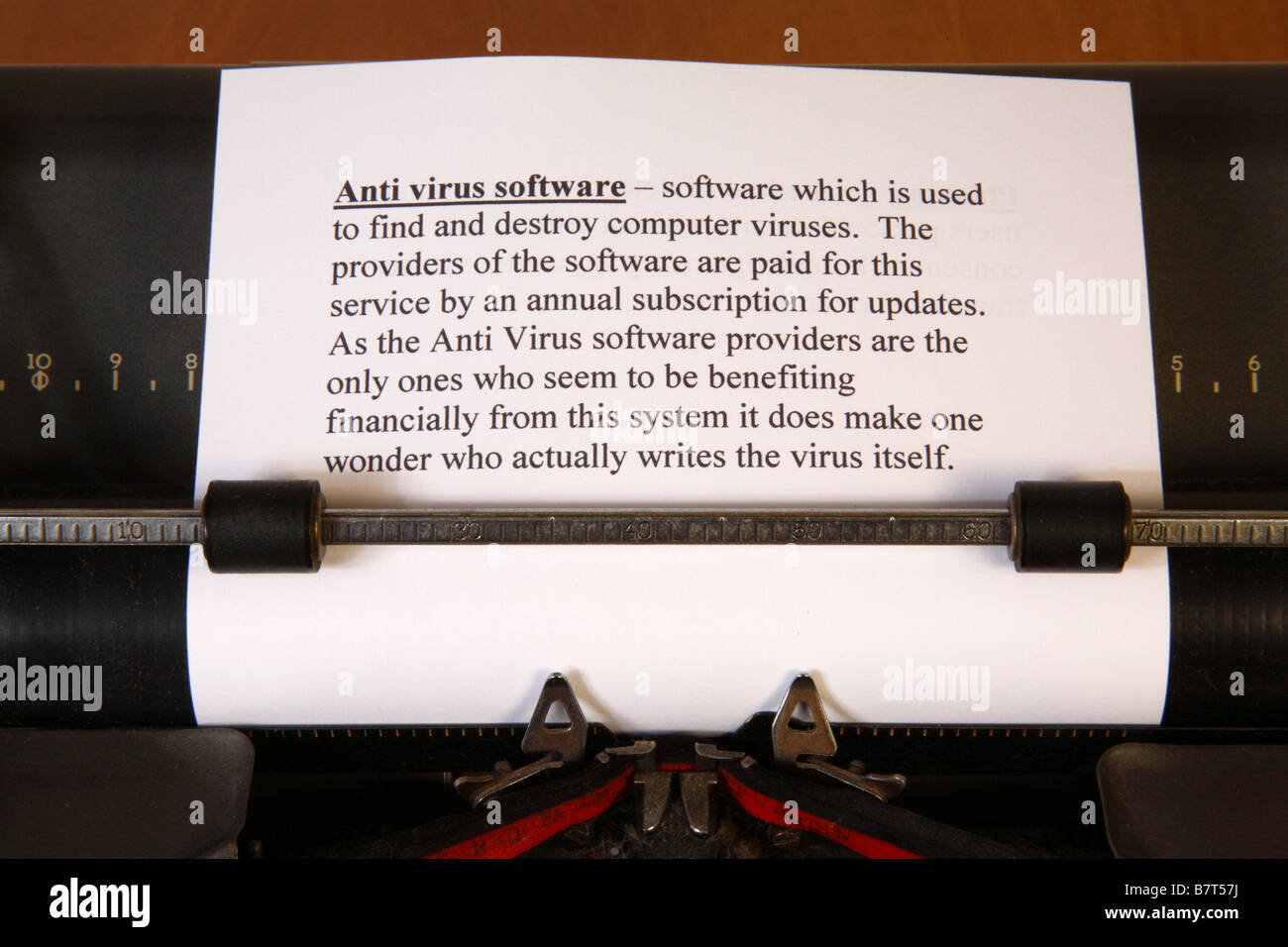 Definition of Anti-Virus-Software in typewriter Stock Photo