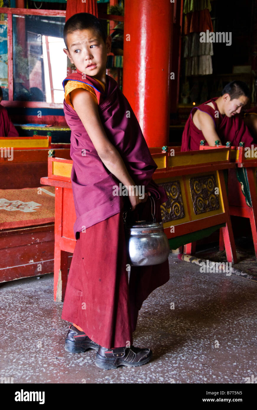 Buddhist student at the Gandantegchinlen Khiid monastery, Ulaan Bataar, Mongolia Stock Photo