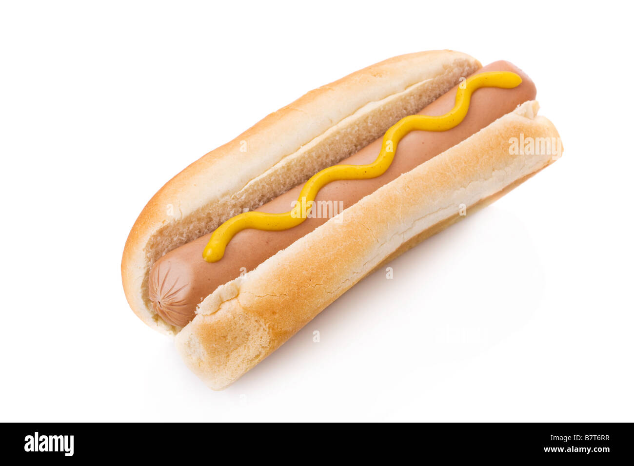 Mustard hotdog isolated on a white background Stock Photo