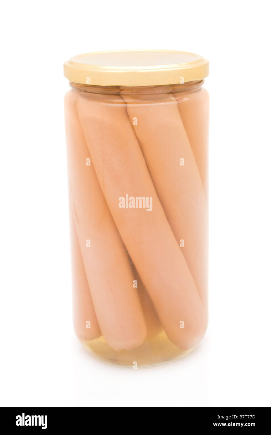 Sausages jar isolated on a white background Stock Photo