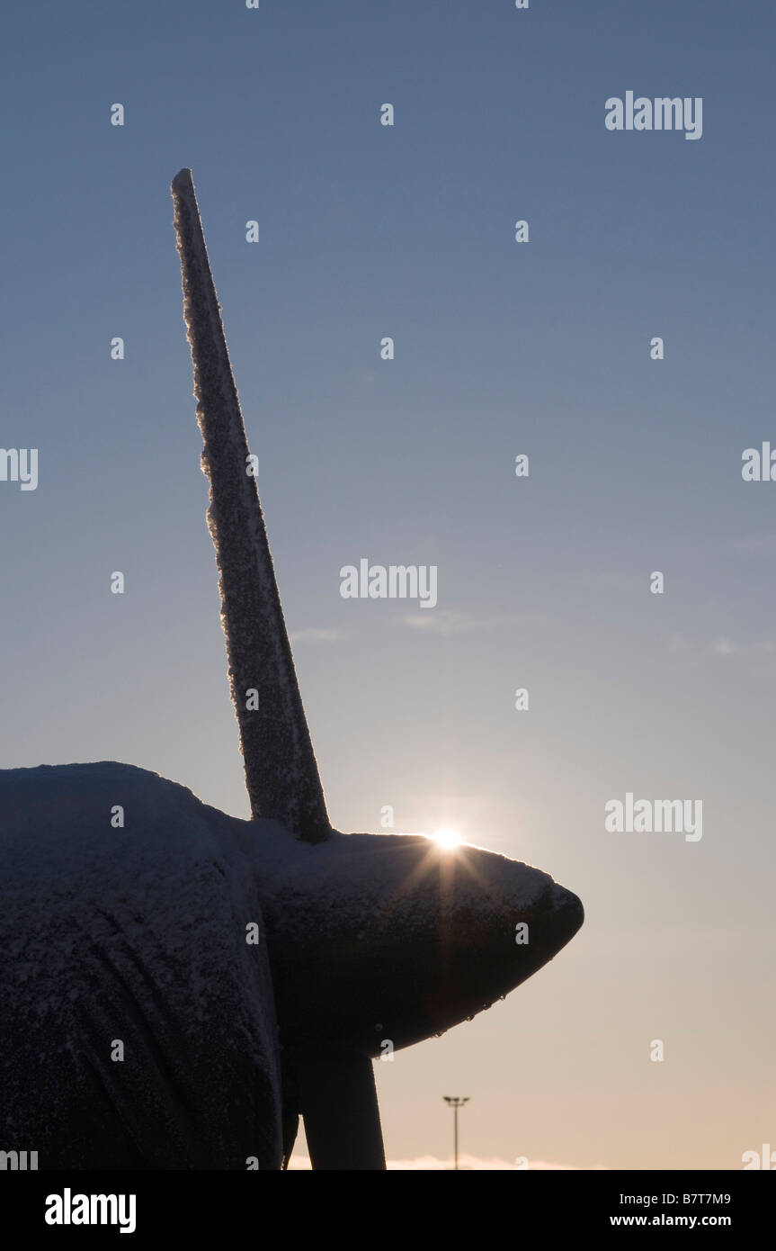 Silhouette of an airplane propellor, Alaska Stock Photo