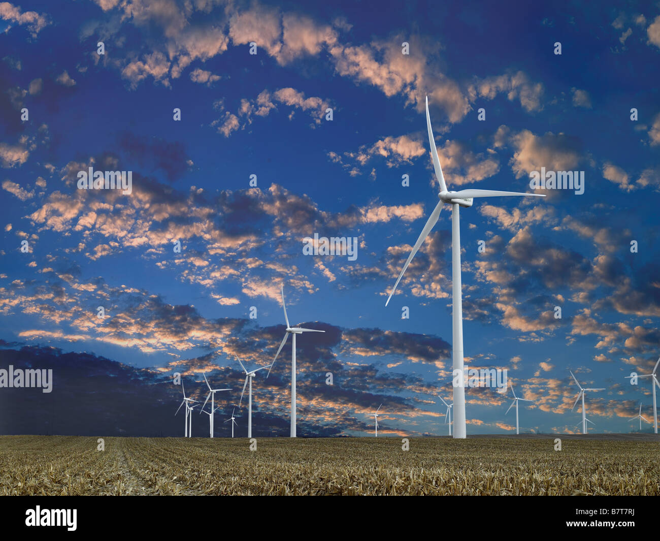 Wind Turbines At Wind Farm, Garner, Iowa USA Stock Photo