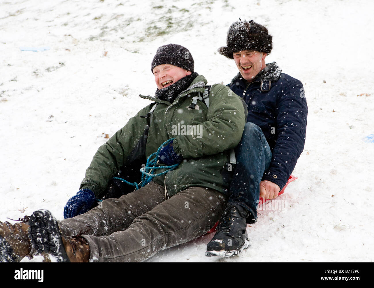 Kids In A Toboggan Hampstead Heath London UK Europe Stock Photo Alamy