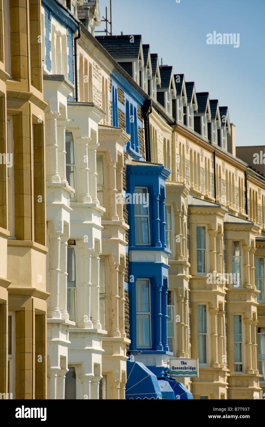 Seafront terraced houses on Victoria Terrace Aberystwyth Wales Stock