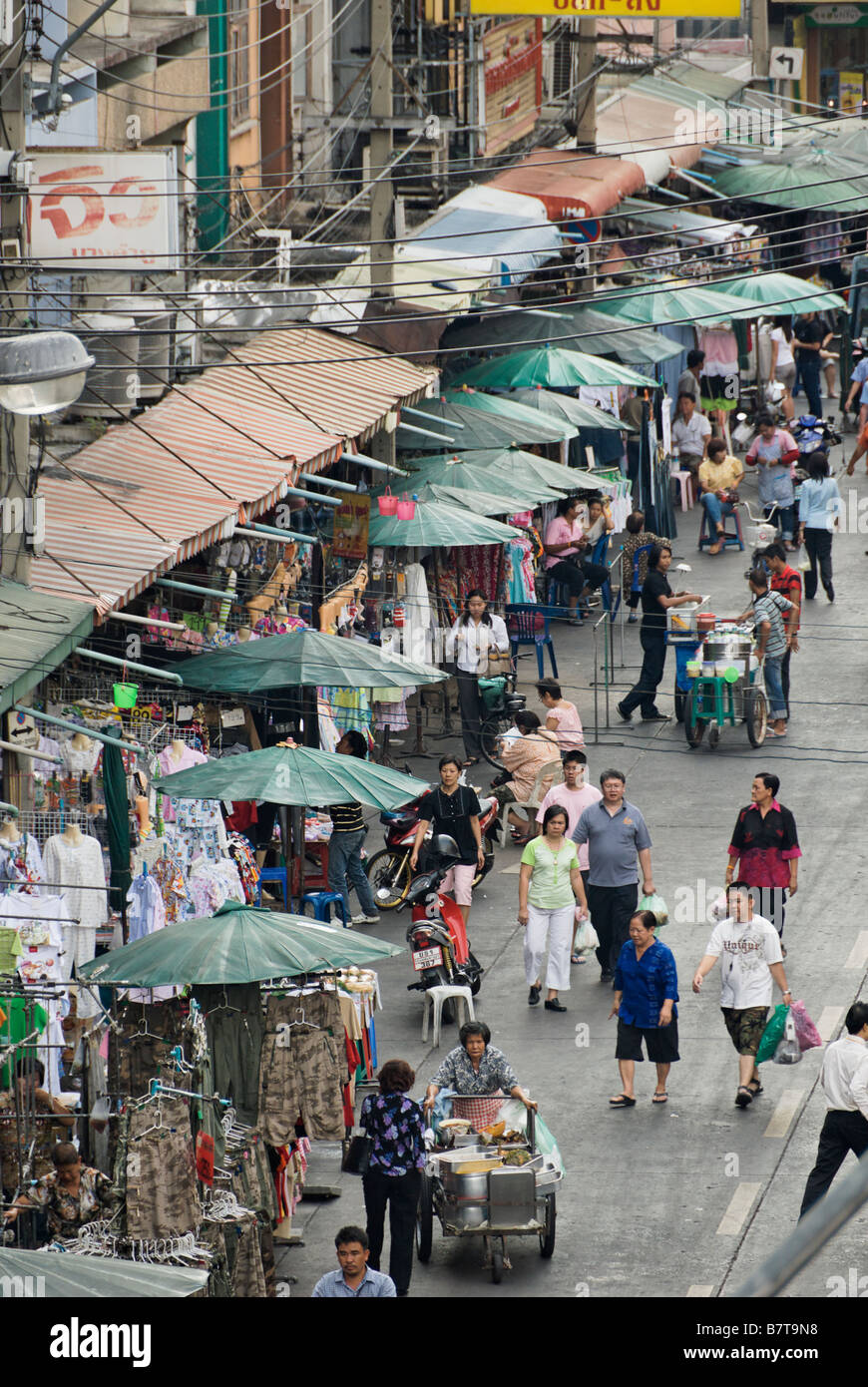 Banglamphu daily street market Phra Nakorn district in central Bangkok Thailand Stock Photo