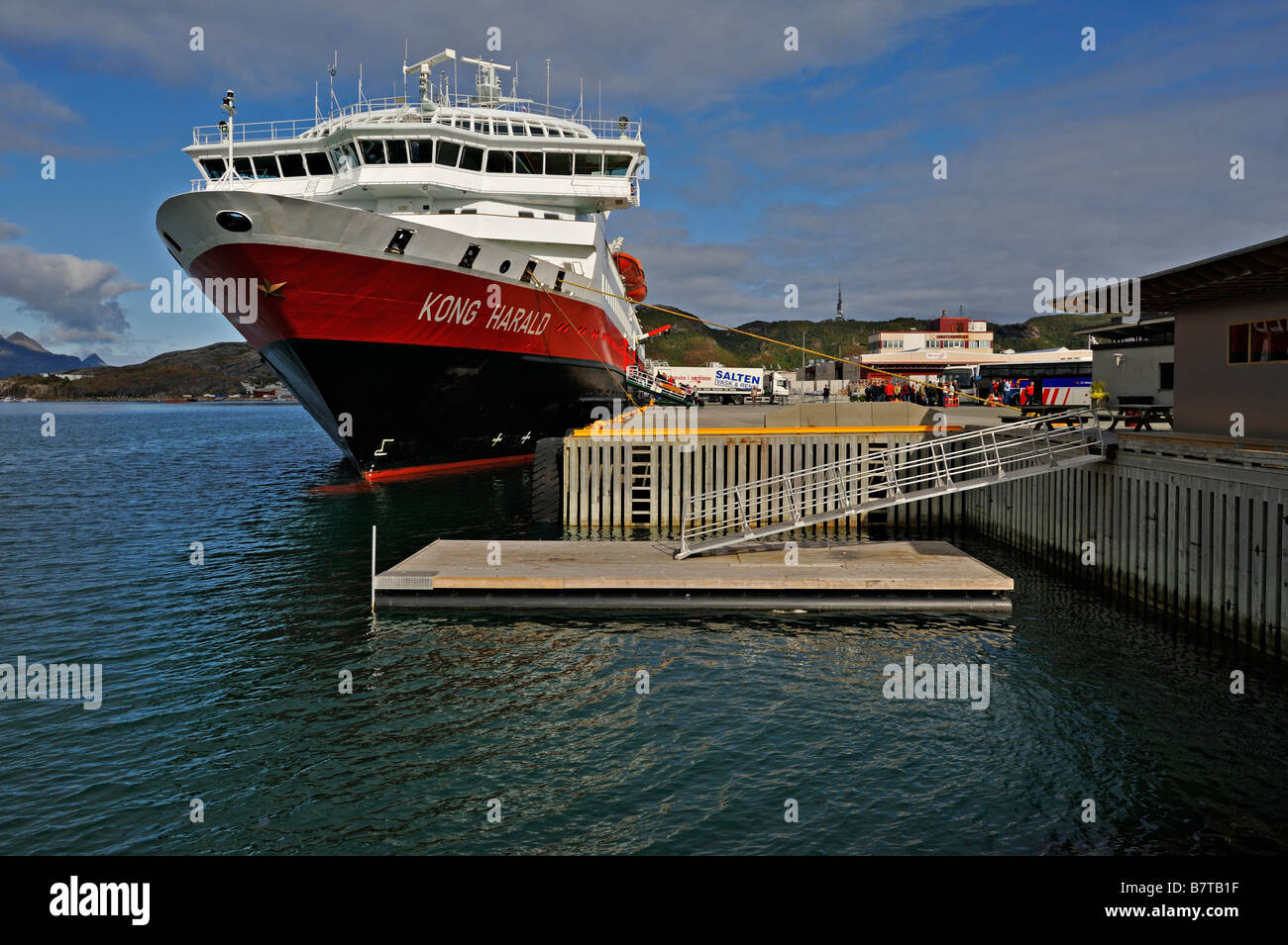 Norwegian coastal steamer in port at Bodo north west Norway Stock Photo