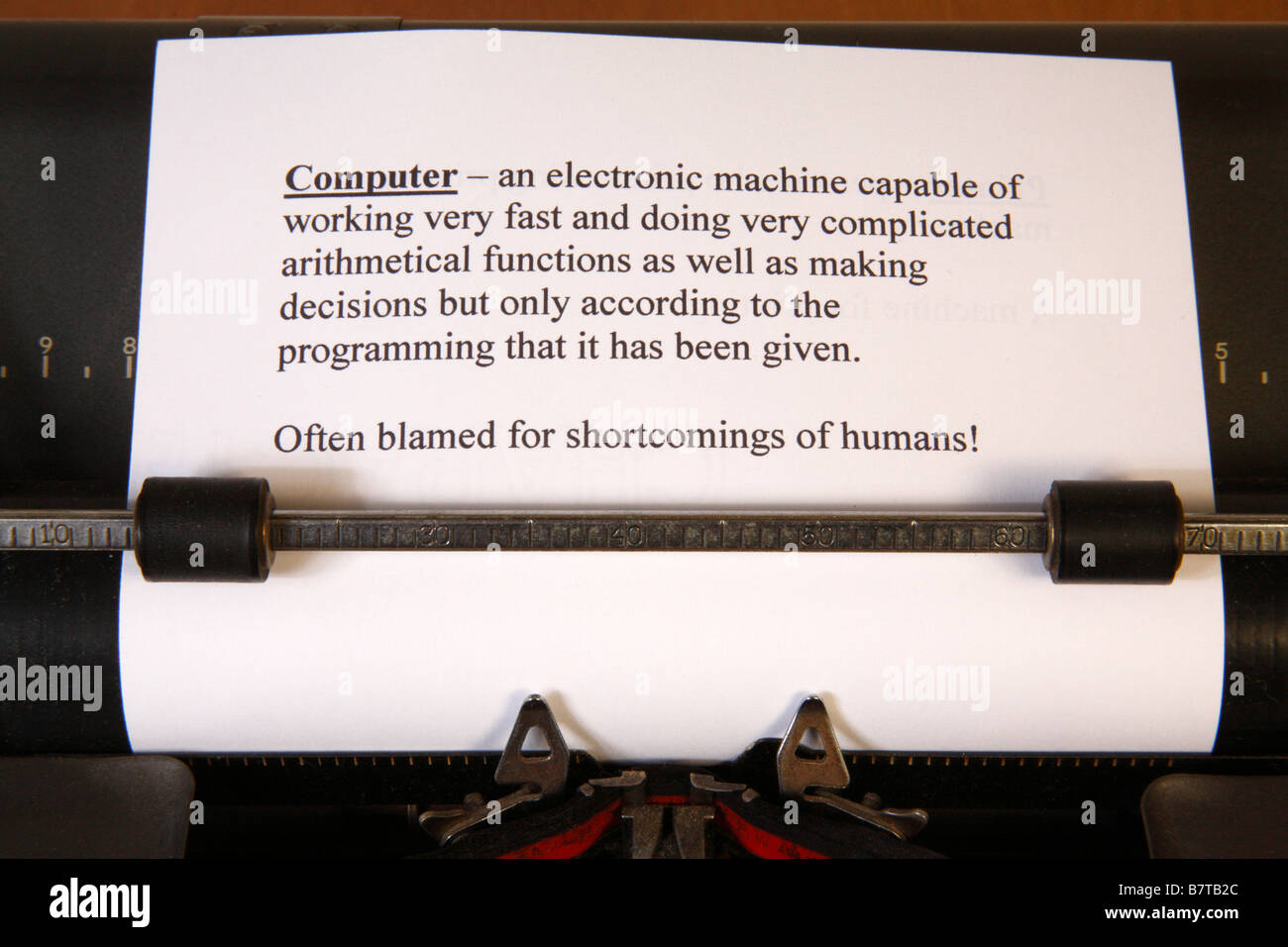 Definition of Computer in typewriter Stock Photo Alamy