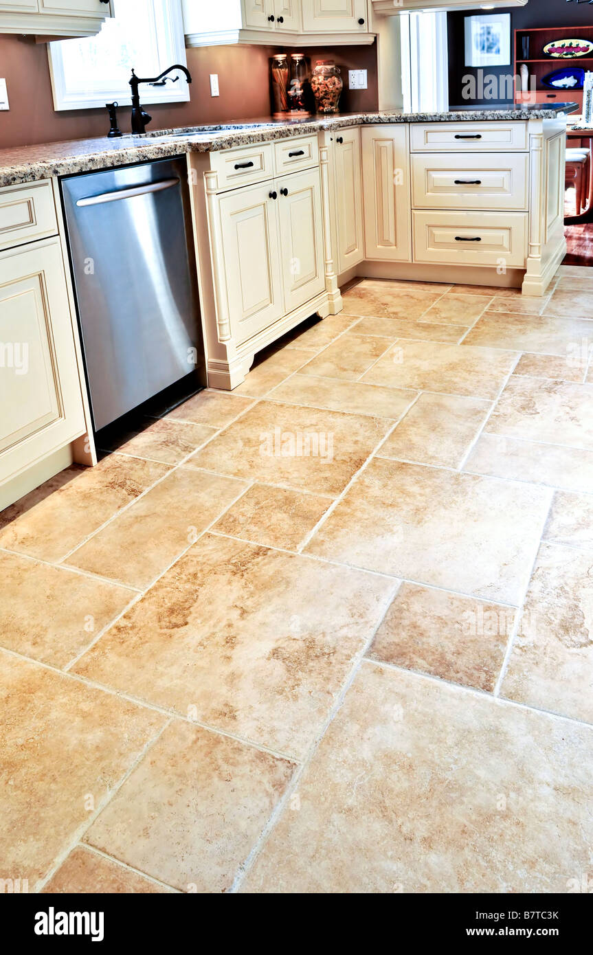 Ceramic tile floor in a modern luxury kitchen Stock Photo - Alamy