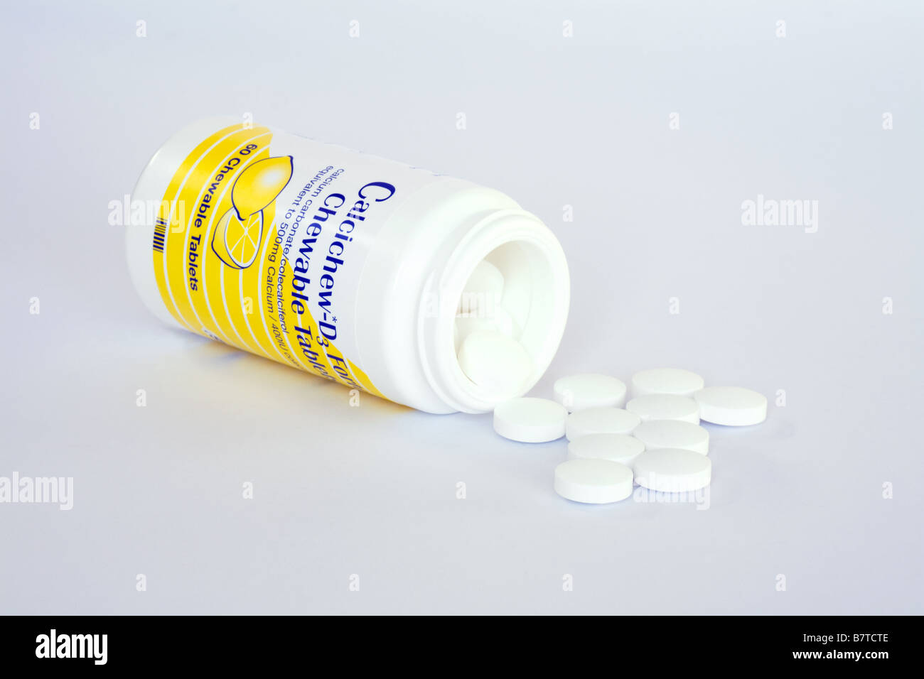 Calcium tablets used in the treatment of osteoporosis Stock Photo