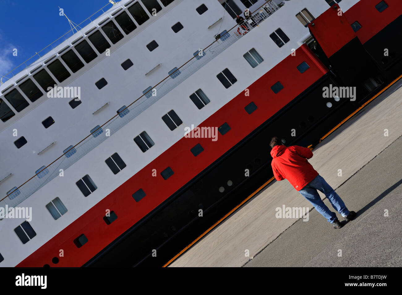 Norwegian coastal steamer in port at Bodo north west Norway Stock Photo