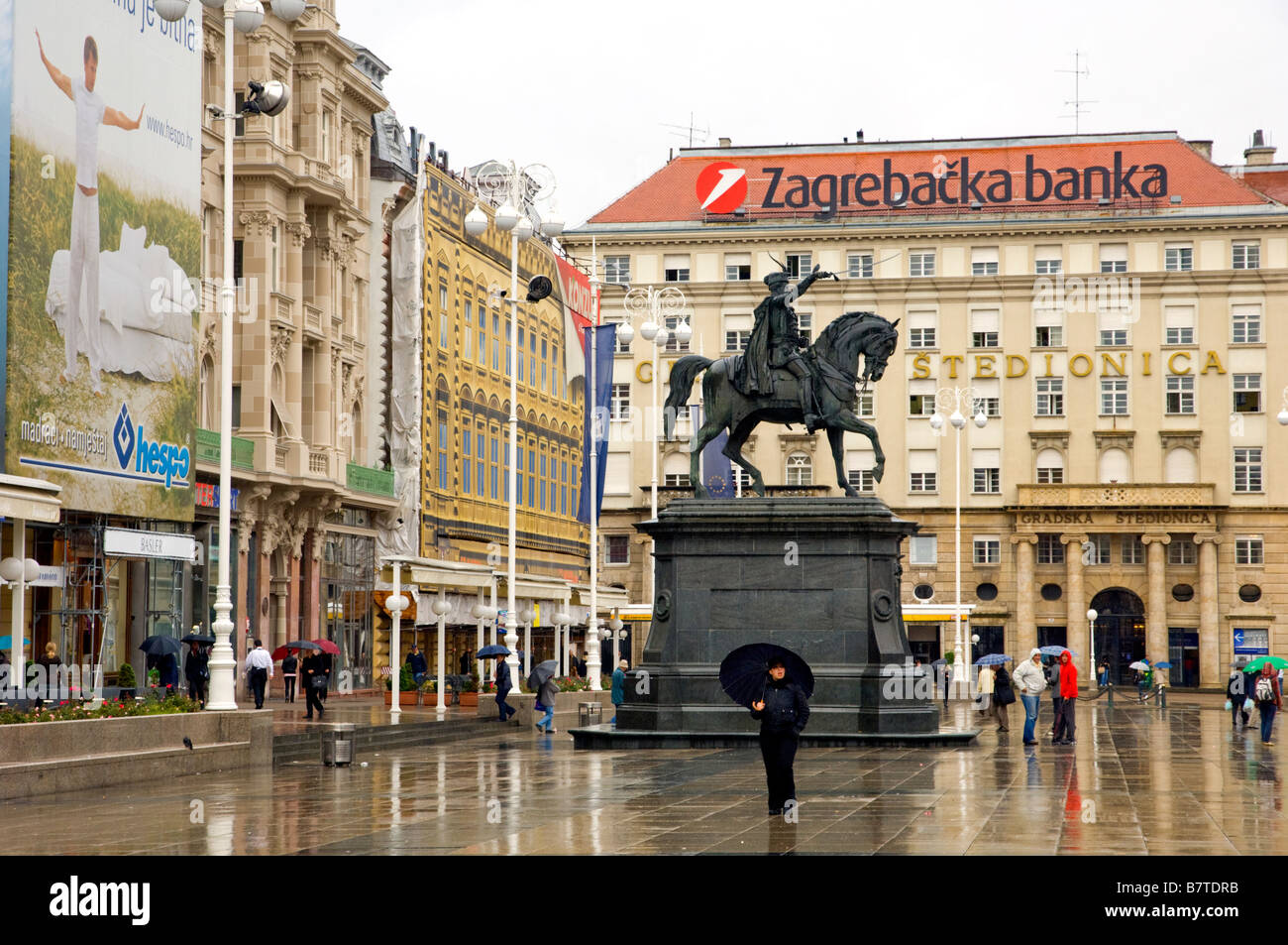 The Ban Jelacic Square in Zagreb Croatia Stock Photo